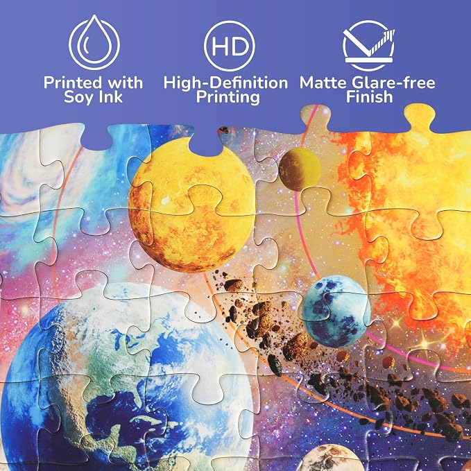 BenBen 100 Pieces Puzzles for Kids Ages 4-6, Outer Space Learning Puzzles | Solar System Puzzles for Kids 6-8, Educational Jigsaw Puzzles for Toddlers 3-5, Screen-free Activity Gift for Boys Girls