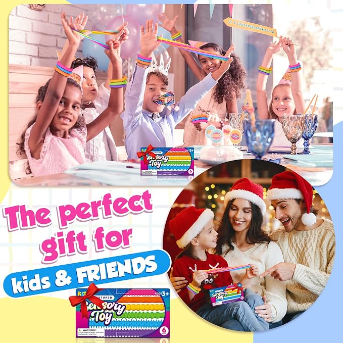 Sensory Toys Fidget Stretchy Strings: Fidget Toys Bracelet for Kids Calming - Adjustable Sensory Bracelet for Autism - Quiet Prizes Box Toys for Classroom 6 Pack