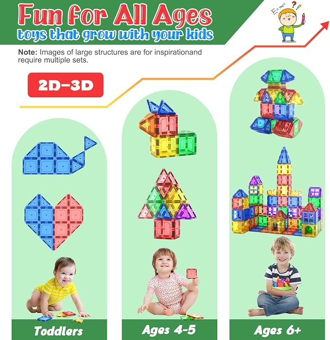 Magnetic Tiles Starter Set - Classroom Must Haves STEM Toys for Kids Age 3+ | Magnetic Blocks for Toddlers, Magnet Building Toys, Kids Toys, Durable and Compatible, Preschool Montessori Learning Games