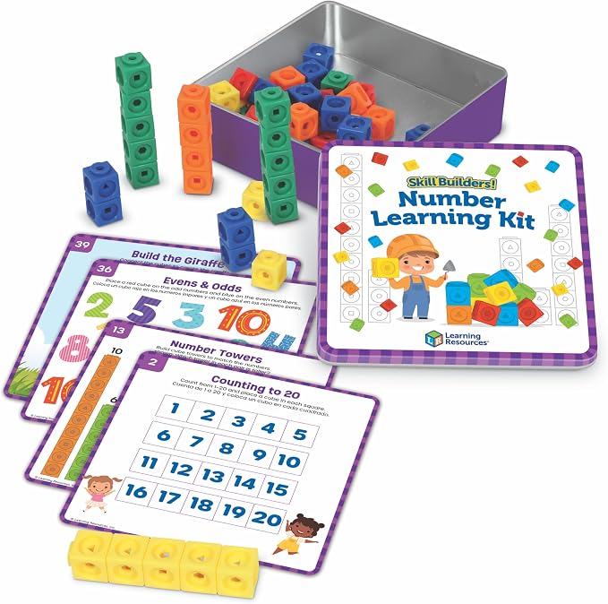 Learning Resources Skillbuilders Numbers Learning Kit | Math Manipulatives, Linking Cubes, Homeschool Supplies, Preschool Classroom Must Haves, Toddler Activities
