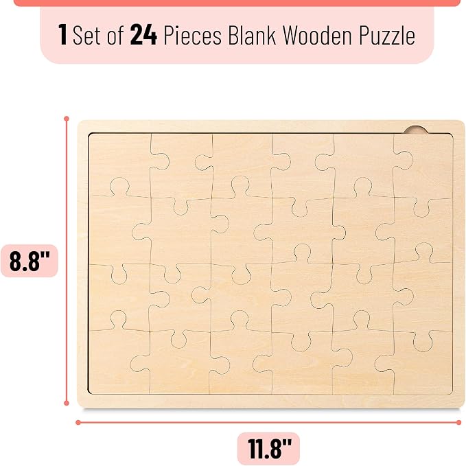 Mr. Pen- Blank Wooden Puzzle, 24 Pieces, 11.8" x 8.8" | Wooden Blank Puzzles to Draw on
