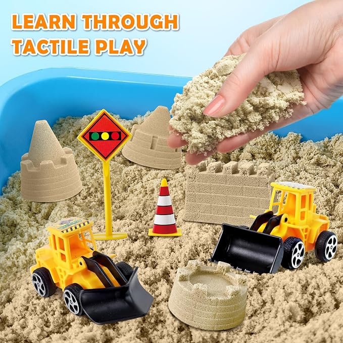 Sensory Bin Construction Kit with Sensory Sand | Play Sand, Pretend Play Beach Toy, Sandbox for Girls and Boys