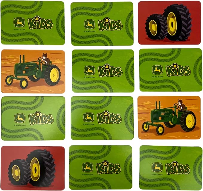 Cottage Door Press John Deere Memory Matching Game for Kids Ages 3+ 72 Large Thick Cards Including Farm Animals and Tractors in a Sturdy Compact Box