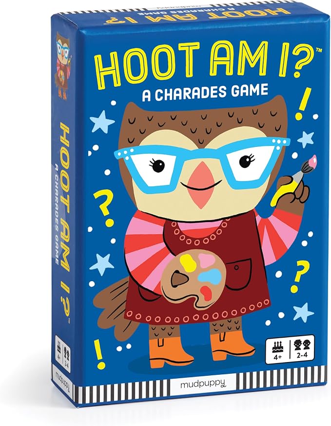 Mudpuppy - Hoot am I? Charades Card Games for Kids | Ages 4+, Easy Characters, Ideal for 3-4 Players, Cute Animal Themed, Family Fun, Screen-Free Play, FSC Certified
