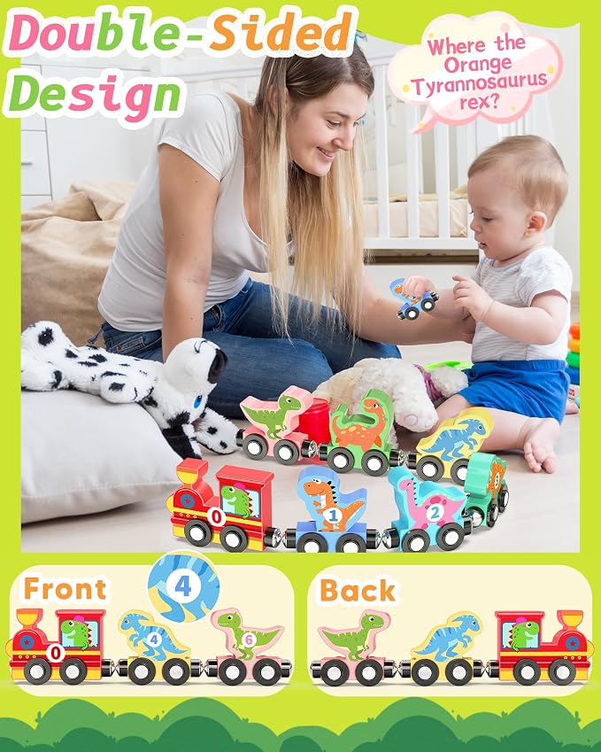 11 Pcs Magnetic Dinosaur Train Set Toys Gifts for Toddler Boy Kids 2-4