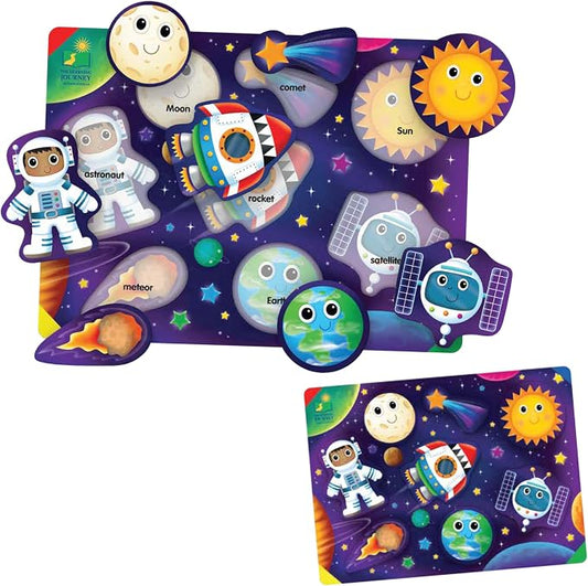 The Learning Journey Space Puzzle Lift & Learn - 26 Pieces - Cardboard, Outer Space Theme for Toddlers 2-5 Years