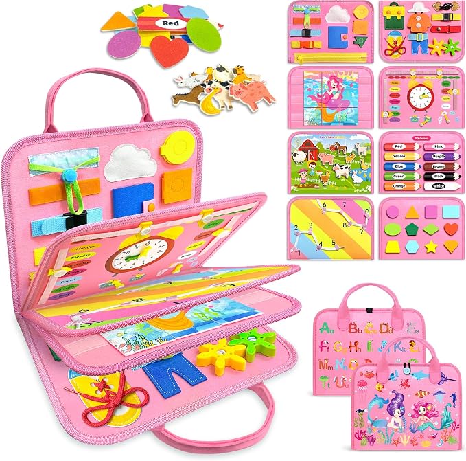 Busy Board Montessori Toys for Toddler Boy Birthday Gifts Busy Book | Sensory Toys, Airplane Car Travel Toy, Learning Educational Toys, Activity Book, Toddler Activities, Fine Motor Skills