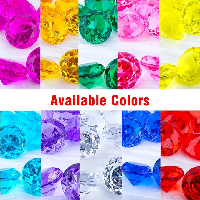 Niceup 26PCS Navy Blue Fake Diamonds Big Gem Toys, 1.5in Pool Diving Gems Acrylic Plastic Gemstones for Kids, Party Décor Jewels Treasure Hunt Hiding Sensory Bin Filler Toys Craft Supplies