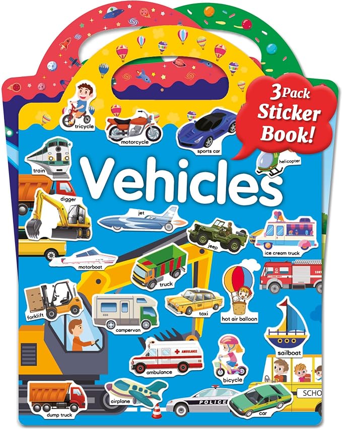Benresive Reusable Sticker Book for Toddlers, Stickers for Kids, Travel Toy | Toddler Toys, Boys Girls Birthday Gifts, Airplane & Road Trip Essentials Kids, No Mess Waterproof Toddler Crafts Activities
