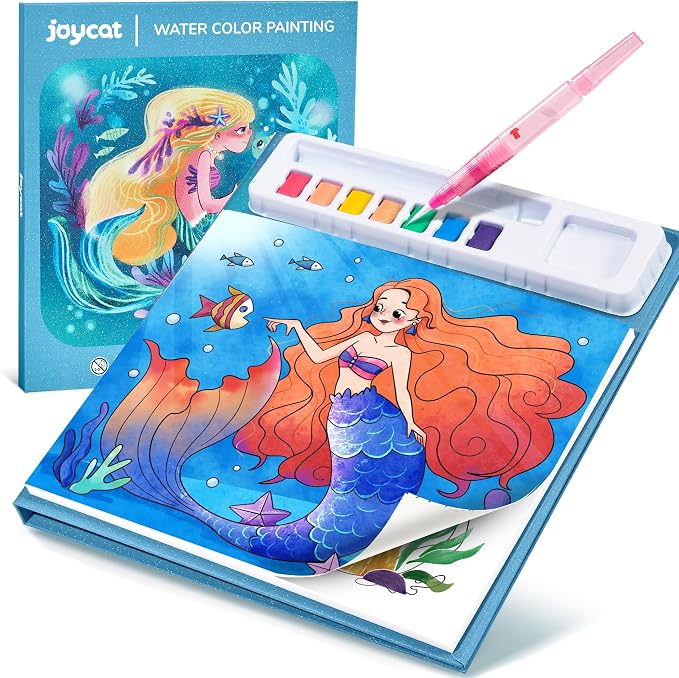 JoyCat Paint with Water Coloring Books for Toddlers (Ocean Princess) | Watercolor Painting Set for Kids Ages 3-5 & 4-8, Arts & Crafts Drawing Activity Travel Toy, Birthday Gifts for Boys & Girls