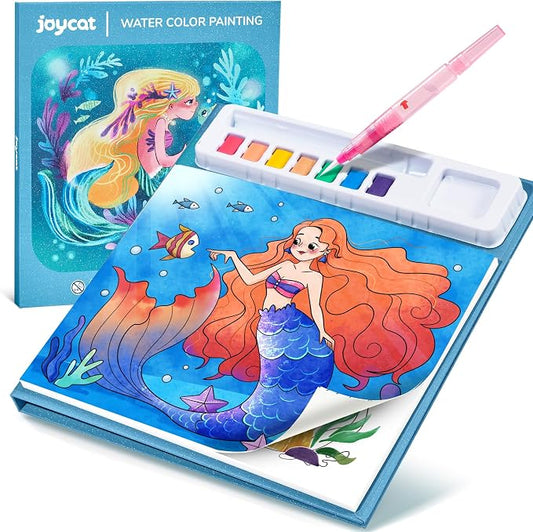 JoyCat Paint with Water Coloring Books for Toddlers (Ocean Princess) | Watercolor Painting Set for Kids Ages 3-5 & 4-8, Arts & Crafts Drawing Activity Travel Toy, Birthday Gifts for Boys & Girls