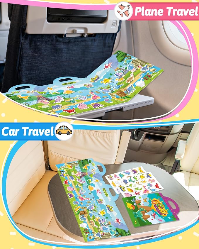 Benresive Reusable Sticker Book for Toddlers, Stickers for Kids, Travel Toy | Toddler Toys, Boys Girls Birthday Gifts, Airplane & Road Trip Essentials Kids, No Mess Waterproof Toddler Crafts Activities
