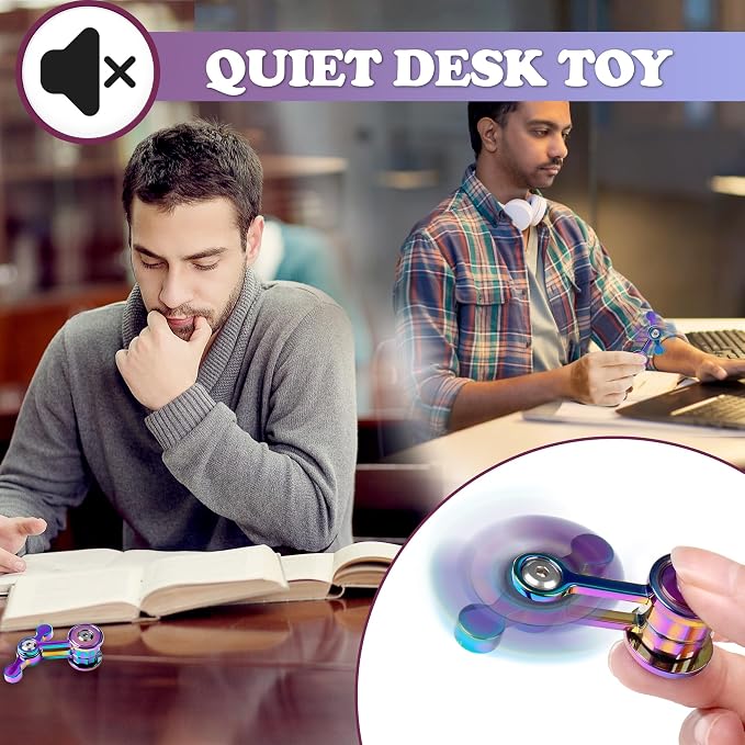 Fidget Spinner Toys for Adults Teen Boy, Metal Silent Figette Office Desk Toy Quiet Cool Gadgets Stuff Gifts for Teen Kid Anxiety Stress Relief Sensory ADHD Teacher Must Have