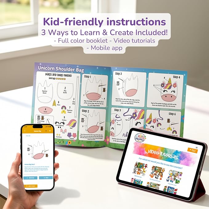 Craftorama Sewing Kit for Kids, Fun and Educational Accessories Craft Set for Girls Age 7-12, Sew Your Own Felt Accessories Craft Kit for Beginners