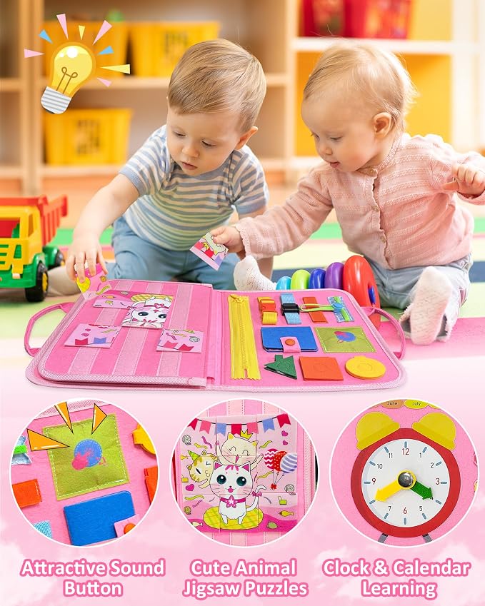 Busy Board Montessori Toys for Toddler Girl Birthday Gift Busy Book | Airplane Car Travel Toy, Learning Educational Toys, Activity Book, Toddler Activities, Sensory Toys, Fine Motor Skills