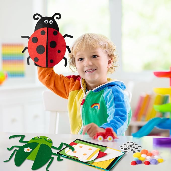 WATINC Hand Puppet Making Kit, Felt Sock Puppet Toys for Kids (Insect) | 6 Styles, Make Your Own Storytelling & Role Play Crafts, Creative Group Activity, Party Favors & Gifts for Kids Ages 4-8