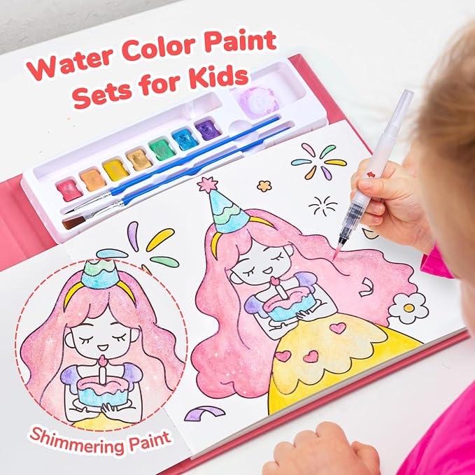 JoyCat Paint with Water Coloring Books for Toddlers (Party) | Watercolor Painting Set for Kids Ages 3-5 & 4-8, Arts & Crafts Drawing Activity Travel Toy, Birthday Gifts for Boys & Girls
