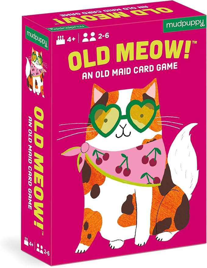 Mudpuppy - Old Meow! Card Games for Kids | Ages 4+, Kids Version of Old Maid, Ideal for 3-4 Players, Cat Themed, Family Fun, Screen-Free Play, FSC Certified