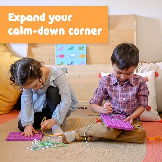 Spark & Wow Calm Down Threading Boards, Plumly, Set of 2 | Sensory Activity Board, Autism Toys for Play Therapy, ADHD Toys for Sensory Play