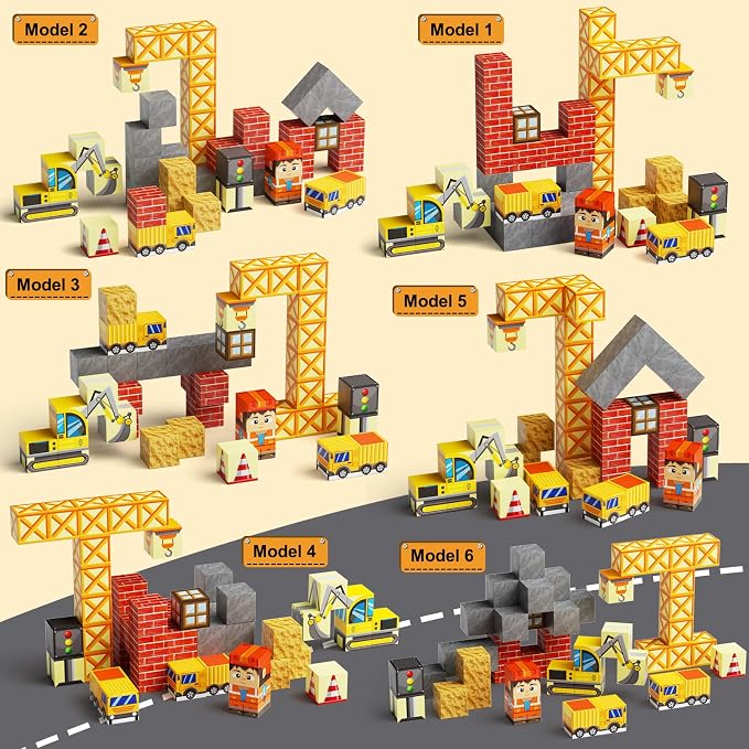 Magnetic Engineering Travel STEM：49PCS Mini Blocks Kit for Ages 3-8 | N32 Strong Magnets, Iron Box Baseplate, 49 Builds, 40+ Min Focus, 1-Min Storage, ASTM & CPSIA Certified, Perfect for Travel