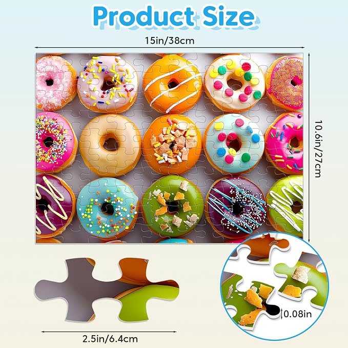 Jeacirio 4 Pack 100 Piece Puzzles for Kids Ages 4-6 6-8 8-10, Dogs Cats Flowers Donuts Jigsaw Puzzles for Kids, Educational Puzzle Toys with Posters Bags, Gifts for Boys Girls Ages 4-8