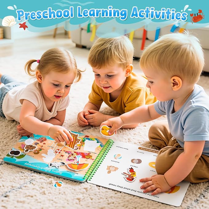 JoyCat Daily Life Busy Book for Toddlers Ages 3-5, English | 15 daily-life scenes from amusement parks and picnics to hospitals and seaside trips build creativity and preschool skills