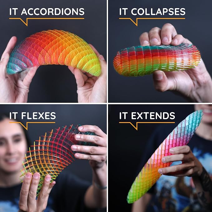 Morf Worm 3D Sensory Fidget Toy, Rainbow, Large | Quiet Fidget Toy: Sensory Figgy toy for focus and stress relief; satisfying tactile play for classrooms, desks, and travel