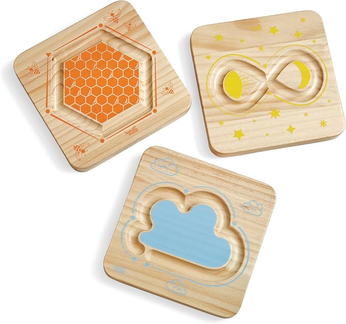 hand2mind Wooden Mindful Maze Set, Tactile Sensory Toys for Toddlers, Calm Down Corner Supplies, Mindfulness for Kids, Occupational Therapy Toys, Quiet Fidgets for Classroom, for Kids