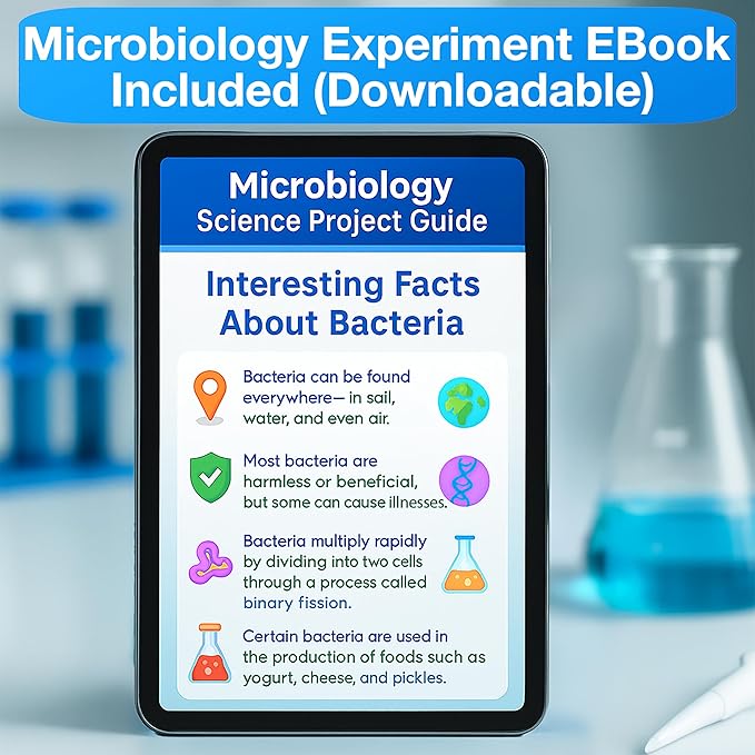 Evviva Sciences Microbiology Science Project Kit, Pre-Poured Agar Plates for Students, Agar Petri Dishes to Learn Microbiology, with Educational Experiment eBook