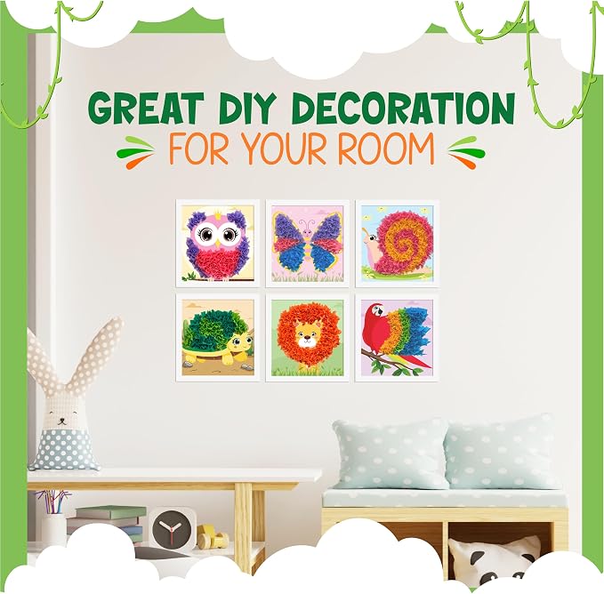jackinthebox Poke Art Animals Crafts Kits for Kids, Boys & Girls, Ages 4-8 | 1400 fabric pieces, gift, travel activities & toys, essentials, projects for toddlers, 3 4 5 6 7 8 year old, flower pressing