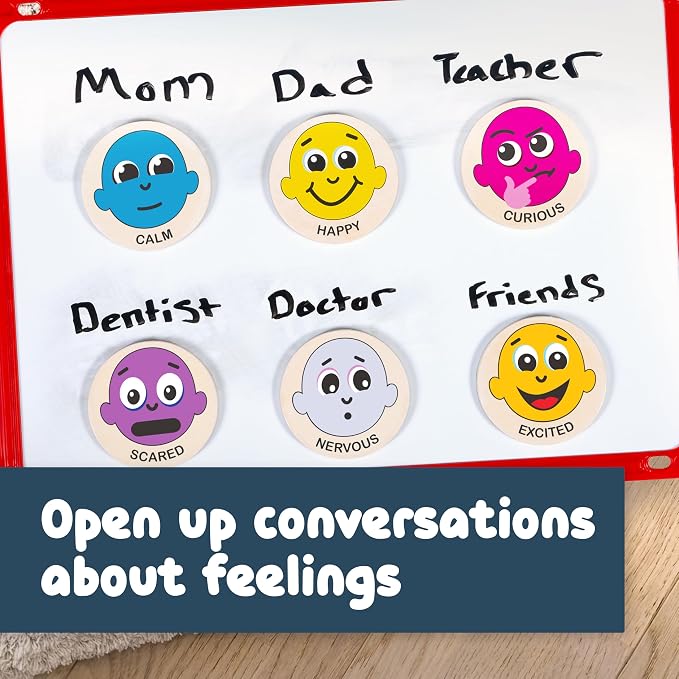 Spark & Wow Wooden Magnets, Emotions, Magnets for Kids Ages 2+ | Open-Ended Play, Social Emotional Learning Activity