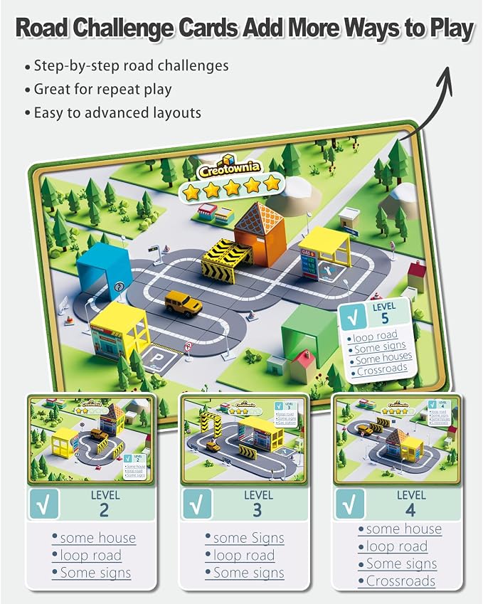 66-Piece Magnetic Tiles Building & Road Set for Kids, Includes Sensor-Guided Car that Follows Road Lines + Traffic Signs,STEM Montessori Building Toy for Boys & Girls Ages 4–12