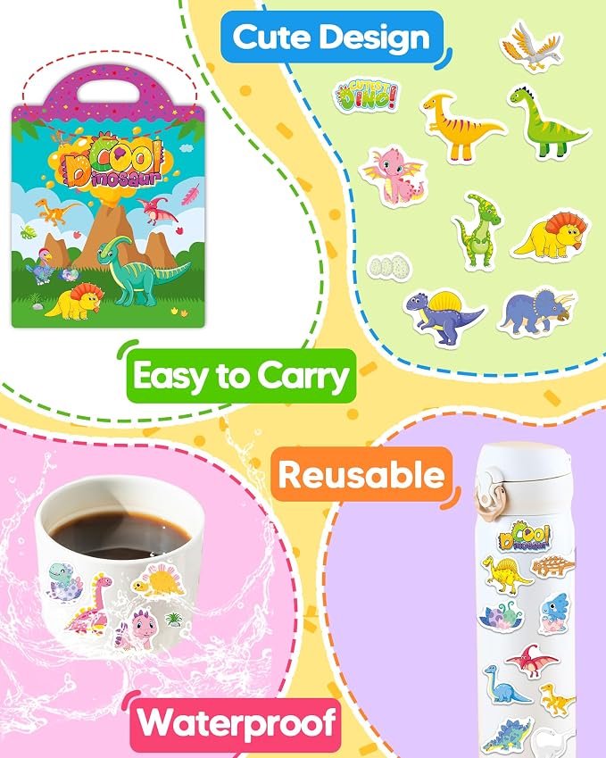 Benresive Reusable Sticker Book for Toddlers, Stickers for Kids, Travel Toy | Toddler Toys, Boys Girls Birthday Gifts, Airplane & Road Trip Essentials Kids, No Mess Waterproof Toddler Crafts Activities