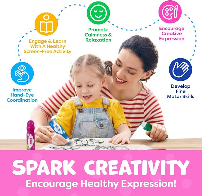Dot Markers For Toddlers 1-3 - Dot Art Paints Washable For Kids - Includes Printed & PDF Coloring Sheets - Toddler Arts And Crafts for Kids Ages 2-4 - Preschool Learning Activities, Bingo Daubers