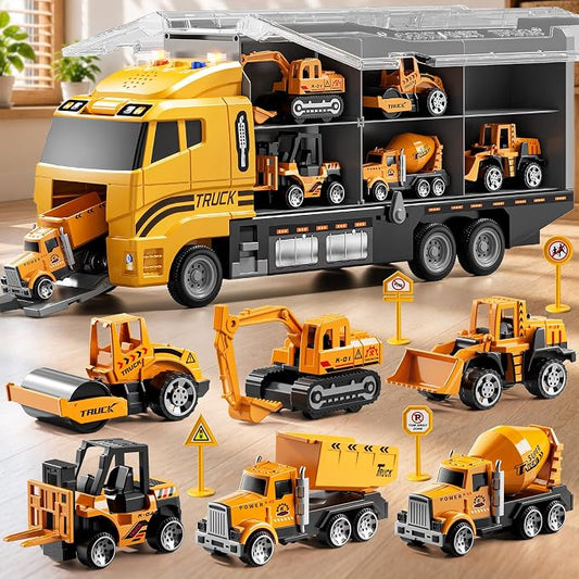 Carrier Truck Toddlers Toys for 3 4 5 6 7 Years Old Boys, Toy Truck Transport Car & Die-Cast Car and Play Mat, Construction Toys Birthday Gifts for Kids 3 4 5 6 7 8+ Years Old Boys Girls