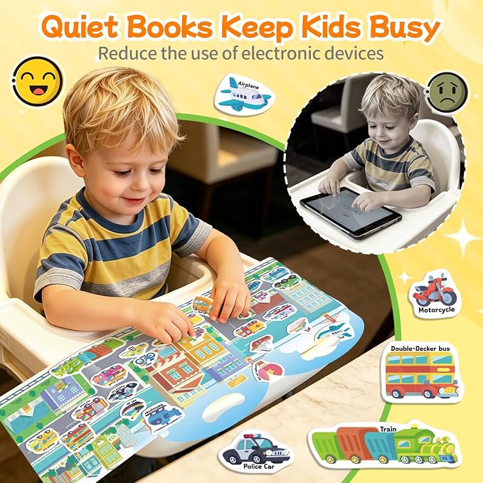 6 Pack Jelly Sticker Books for Toddlers, Reusable Sticker Books for Kids 3-6, Quiet Book for Ages 3+ Kids, Perfect Holiday & Birthday Gifts for Boys & Girls