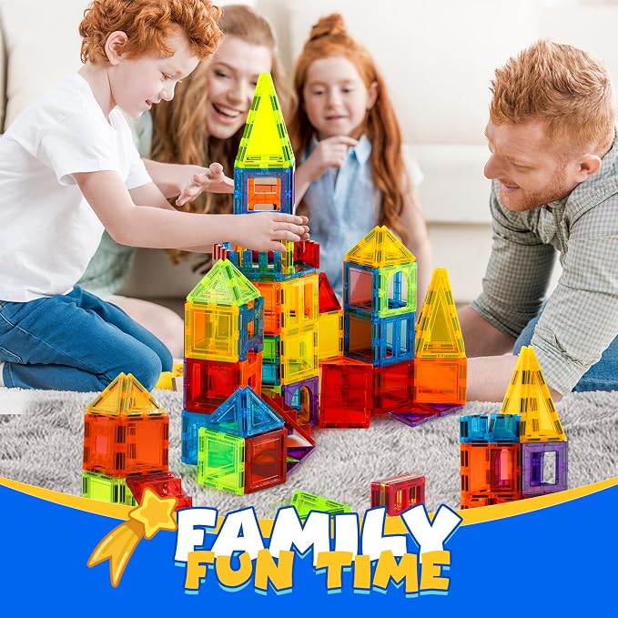 Magnetic Tiles 131 PCS with 2 Cars STEM Toys for Kids Ages 3-8
