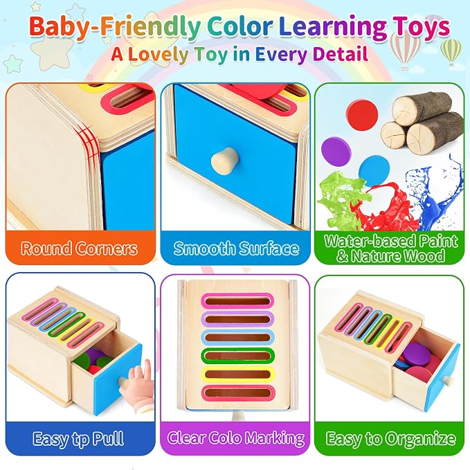 FCSONU Toddlers Montessori Coin Box Toys for 1 2 3 Year Old Boys Girls Baby | Learning Color Sorting Toys | Sensory Toys | Fine Motor Skills Toys for Toddlers 1-3, Easter Christmas 1st Birthday Gifts 12M