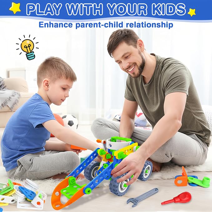 MOONTOY STEM Toys for 4 5 6 7 8+ Year Old Boy Birthday Gift, Building Toys for Kid Age 4-8 5-7 6-8 8-12, Preschool Educational Stem Kit for Boy Girl Christmas Idea Gift, 152PCS, 12 in 1 Building Toys
