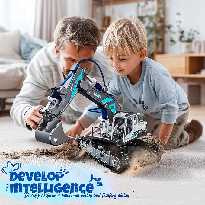 Hydraulic Excavator STEM Building Toy, 130 Pcs Engineering Kit for Kids 8+ | DIY Construction Kit, Hydraulic Robot Arm, No Battery Required, Mechanical Learning, Assembly Toy, STEM Engineering Activity