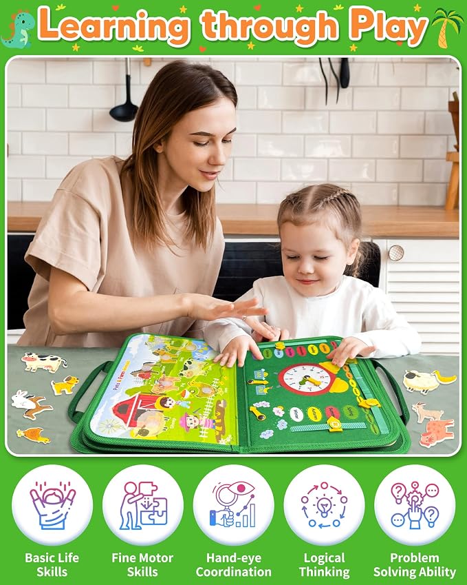Busy Board Montessori Toys for Toddler Boy Birthday Gifts Busy Book | Sensory Toys, Airplane Car Travel Toy, Learning Educational Toys, Activity Book, Toddler Activities, Fine Motor Skills