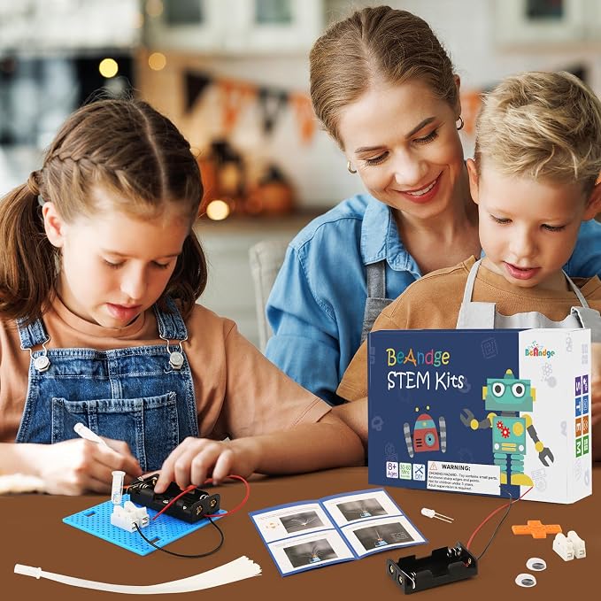 7 Set Bulk STEM Science Kits, STEM Toys for Kids Crafts Classroom | Circuit Kit for Boys Girls Gifts, Fiber Optic Lights Experiments for 4th 5th Grade, Group Activities Projects Party Favors