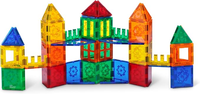 Tytan Magnetic Tiles 120-Piece Building Set by ZURU | STEM, Montessori & sensory play; strong snap-fit magnets; build 2D & 3D shapes; develops motor skills; STEM gift for kids