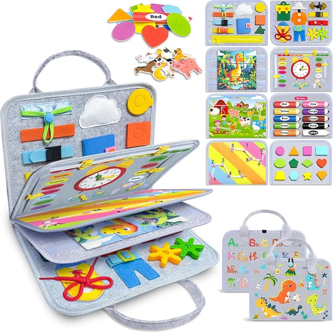 Busy Board Montessori Toys for Toddler Boy Birthday Gifts Busy Book | Sensory Toys, Airplane Car Travel Toy, Learning Educational Toys, Activity Book, Toddler Activities, Fine Motor Skills