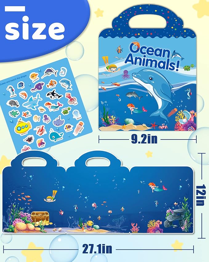 Benresive Reusable Sticker Book for Toddlers, Travel Stickers for Kids | Toddler Travel Activities Toys, Birthday Gifts for Boys & Girls, Airplane Travel & Road Trip Essentials Kids