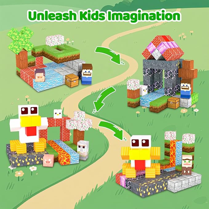 Magnetic Blocks, 150PCS Light Up Building Cube Toys Gifts for Kids | Magnetic Cubes, 0.8 inches Building Blocks, 1PCS Light Up Blocks, STEM Toys Christmas Birthday Gifts for Kids Boys Girls