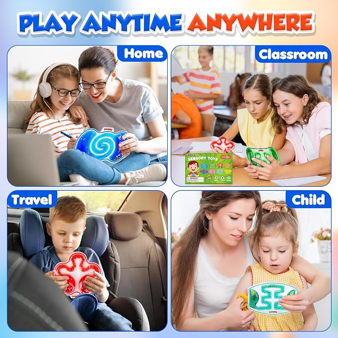 Squishy Sensory Toys for Kids - 8 Pack Fidget Toy Sensory Maze for Autism | Fun Fidgets for Student Classroom, Goodie Bags Stuffers