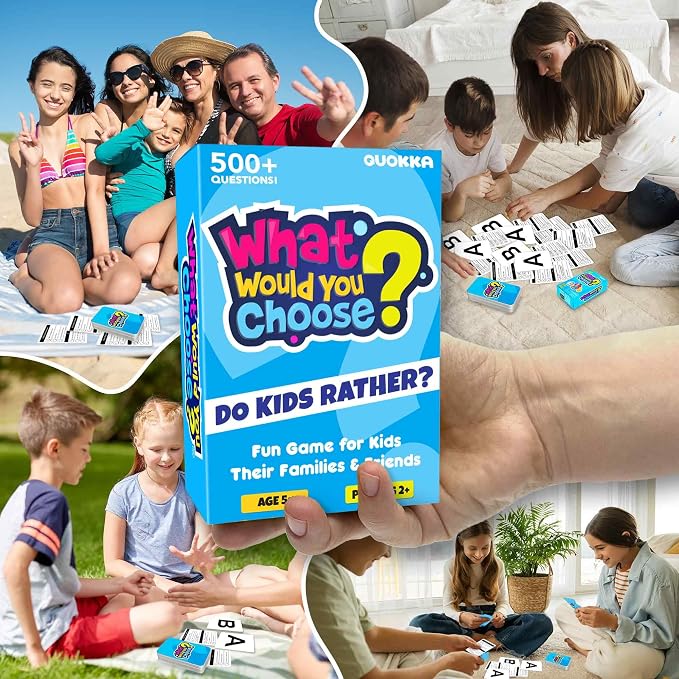 Board Games for Kids 8-12 – Family Games for Kids and Adults for Family Night – What Would You Choose – 500+ Questions – Fun Travel Learning Trivia Cards for 5-7 - Boardgames for Teens 9-10 Years Old