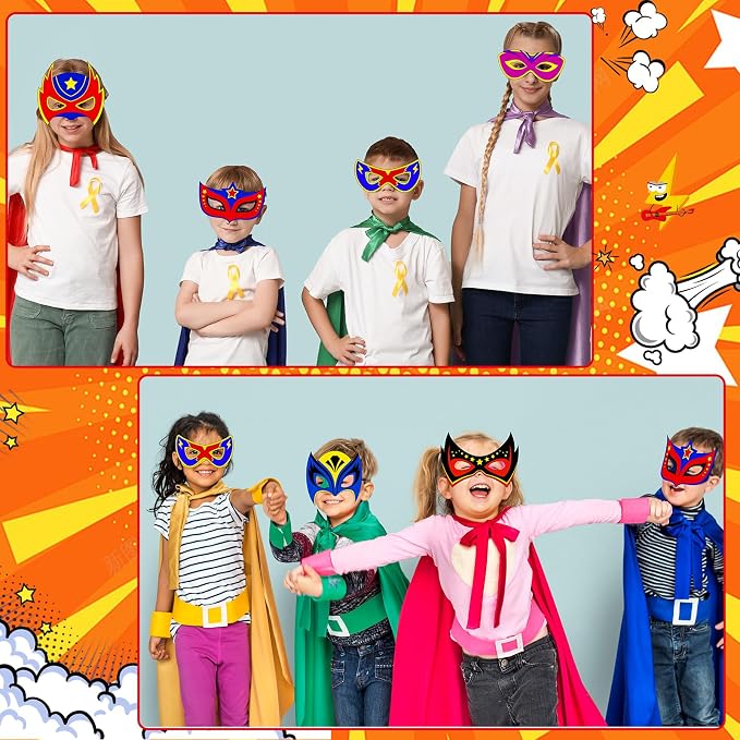 chiazllta 72 Pcs Color Your Own Super Theme hero Mask Craft DIY Hero Paper Mask Kits for Kids Father's Day Halloween Gifts Super Party Favors Decorations Class Home Activity Coloring Game