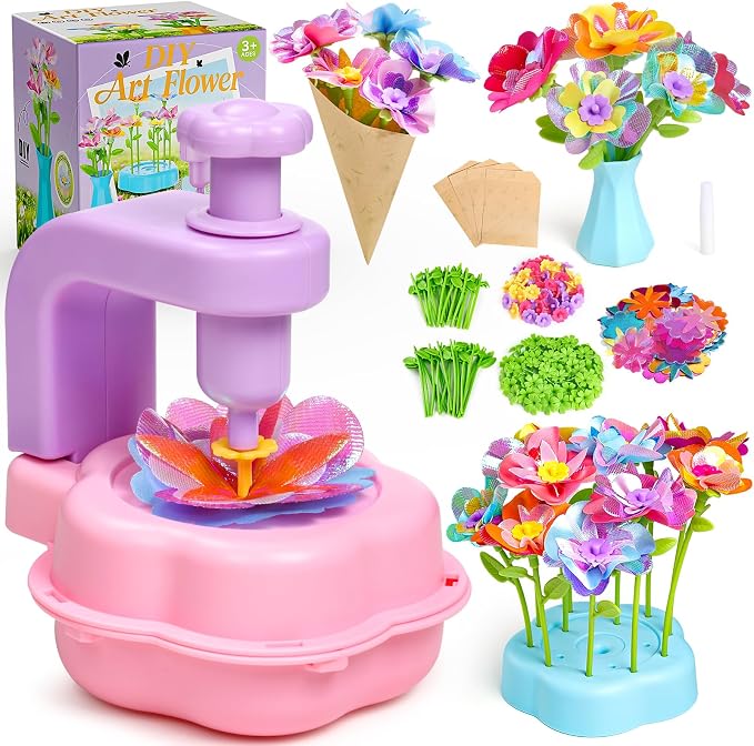 Scvcid Arts and Crafts for Girls Aged 3-12, Includes Extra Accessory Set | DIY Art Flower Toys Fabric Bouquet Craft for Toddler, Birthday Gifts for 3 4 5 6 7 8 9 10 11 12 Year Old Girls